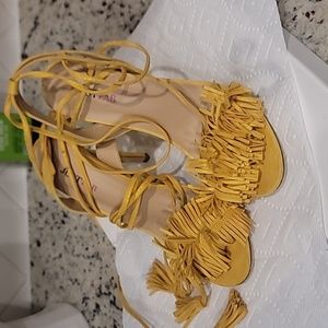 Yellow Fringe heels